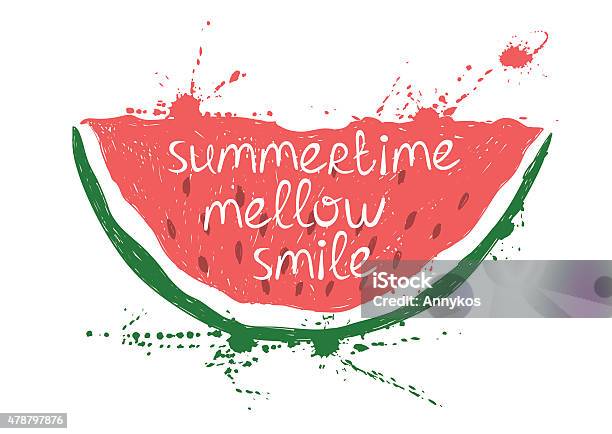 Illustration With Isolated Red Slice Of Watermelon Stock Illustration - Download Image Now