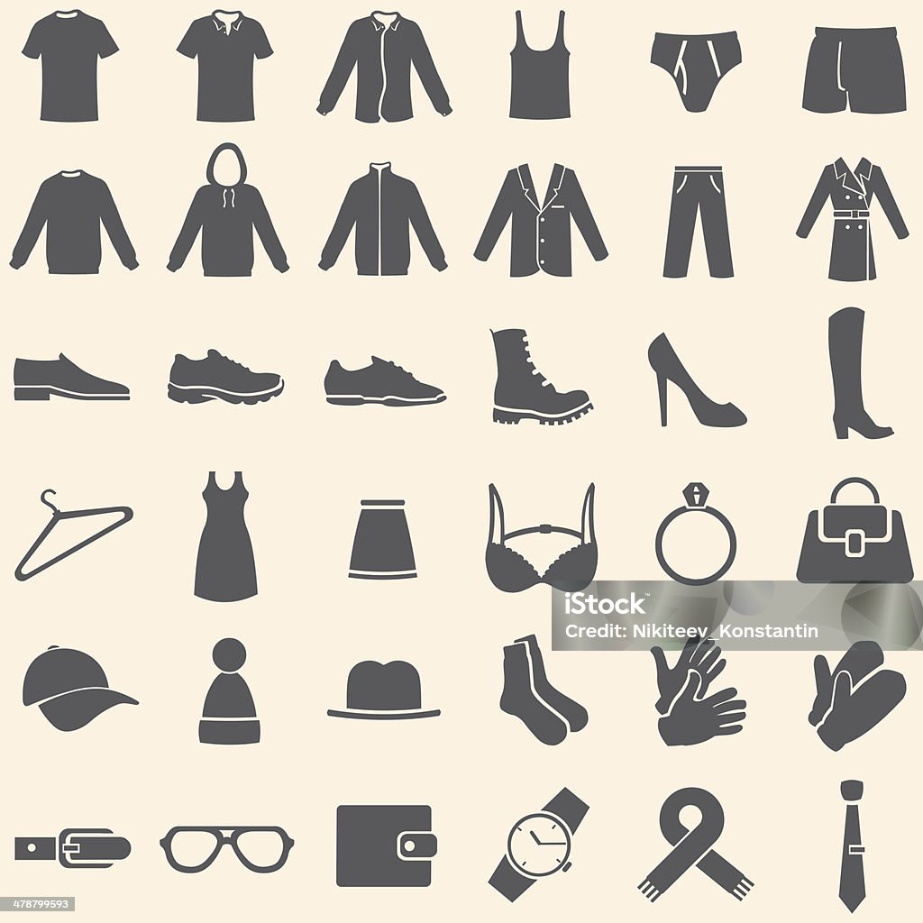 Vector Set of Clothes Icons Icon Symbol stock vector