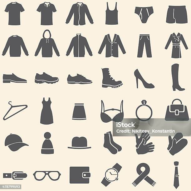Vector Set Of Clothes Icons Stock Illustration - Download Image Now - Icon Symbol, Clothing, T-Shirt