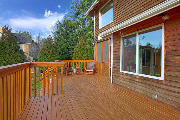 istock Back of the house with a wooden deck 478800319