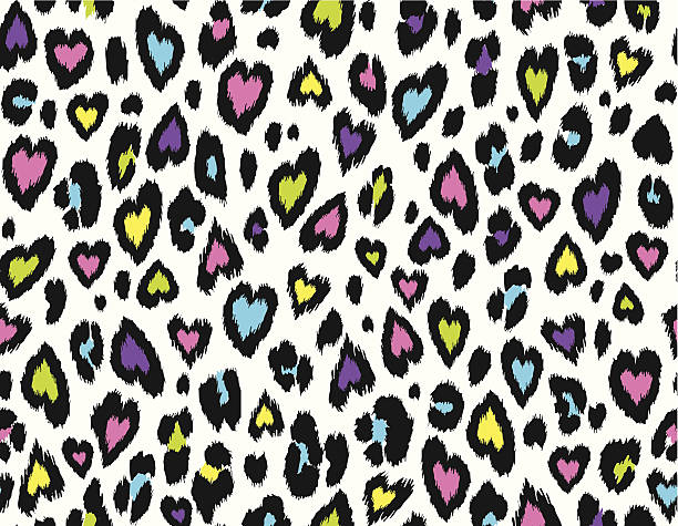 ilustrações de stock, clip art, desenhos animados e ícones de leopardo colorido corações padrão (sem costura) - multi colored heart shape backgrounds repetition