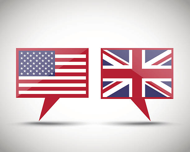 American British conversation speech bubbles American British conversation speech bubbles vector background usa england stock illustrations
