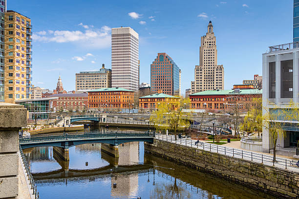 Providence Skyline Providence, Rhode Island, USA skyline at Waterplace Park. rhode island stock pictures, royalty-free photos & images