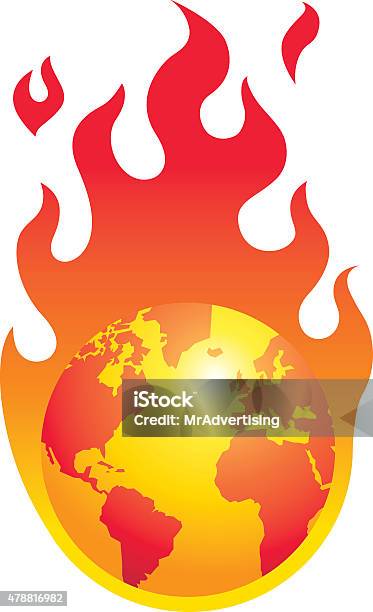 Burning Earth Stock Illustration - Download Image Now - 2015, Burning,  Cartoon - iStock