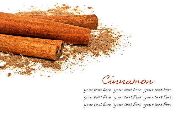 Cinnamon sticks and powder on white background