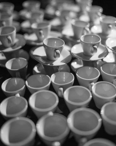 A lot of empty cups of coffe