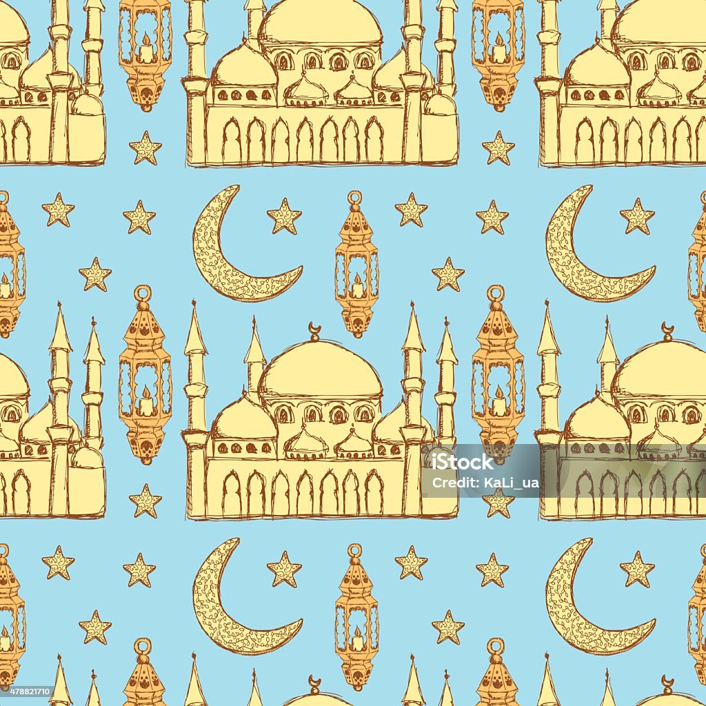 Sketch Ramadan symbol in vintage style Sketch Ramadan symbol in vintage style, vector seamless pattern 2015 stock vector