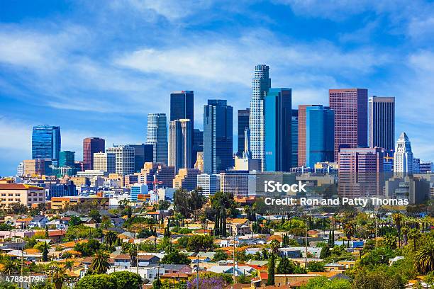 Skyscrapers Of Los Angeles Skyline Architecture Urban Cityscape Stock Photo - Download Image Now