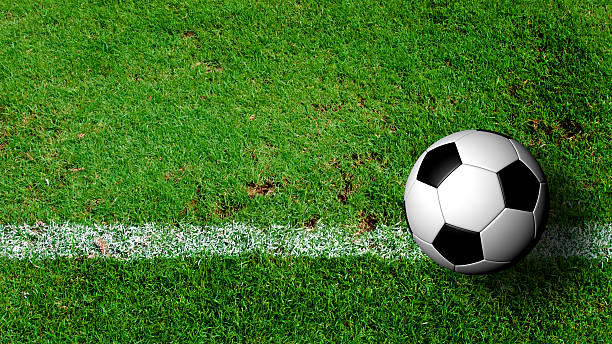 istock Soccer Ball on green grass field from top view 478823875