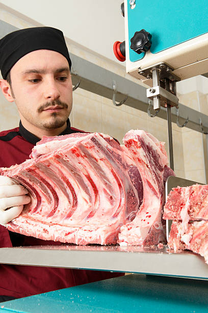 macellaio - lamb isolated meat animal bone foto e immagini stock