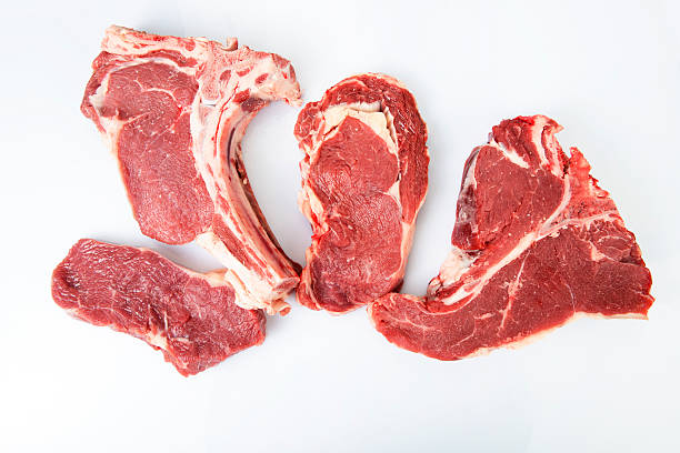 vari carne - lamb isolated meat animal bone foto e immagini stock