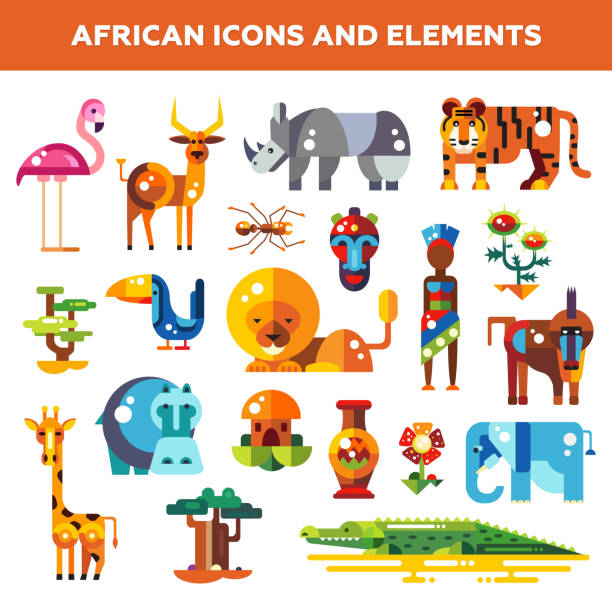 zestaw płaskie projektowania strażak ikony i elementy z infographics - south african giraffe stock illustrations