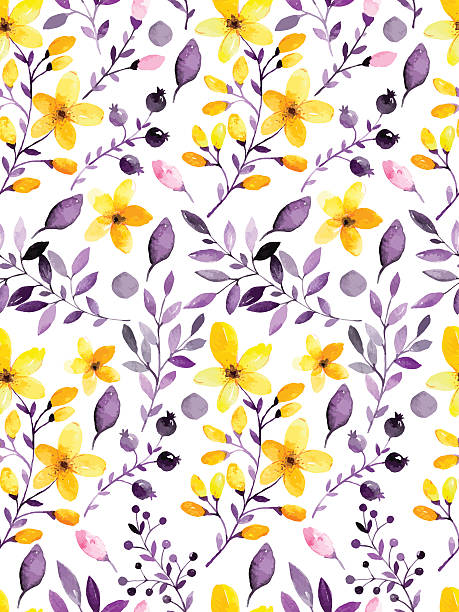 ilustrações de stock, clip art, desenhos animados e ícones de sem costura padrão floral em aquarela - gardening flower backgrounds beauty in nature