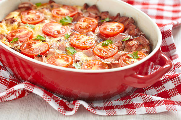 Omelette with tomato and sausage