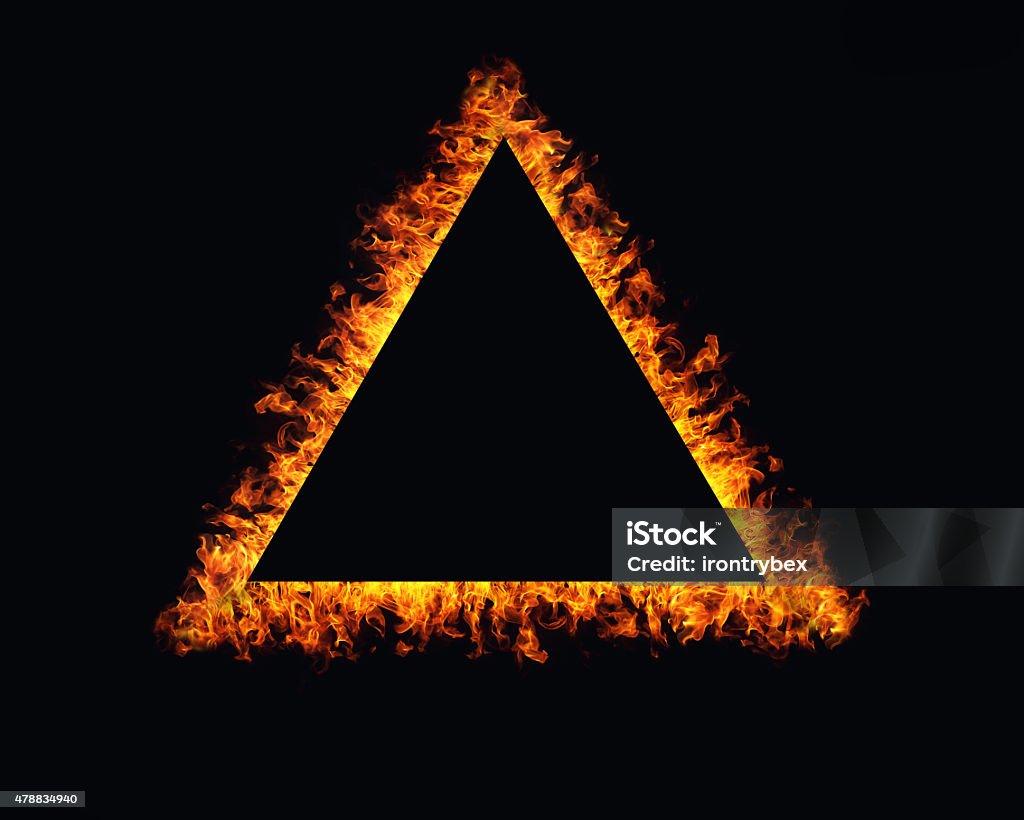 Triangle Flames Sign Triangle Fire Flames Frame On Black Background Stock Photo - Download ...