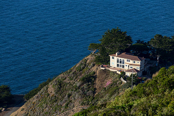 Seacoast  Near San Francisco. Mansion at the hill.