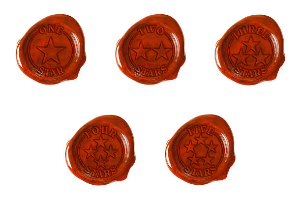 istock Five isolated wax seals with stars and text 478835331