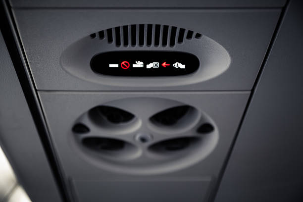 istock No Smoking and Fasten Seatbelt sign Inside an airplane 478835486
