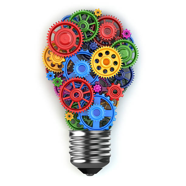 istock Light bulb and gears. Perpetuum mobile idea concept. 478838890