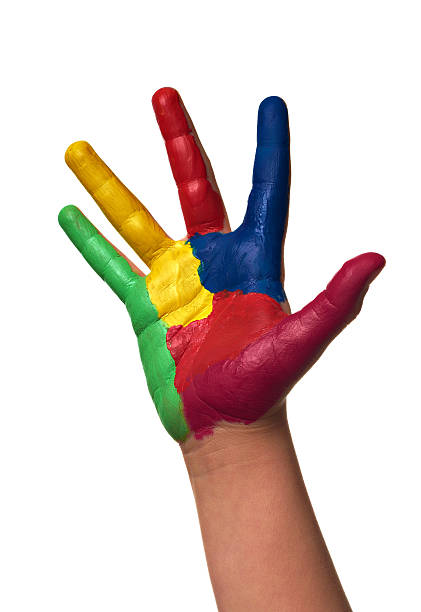 istock Color painted child hand 478839212