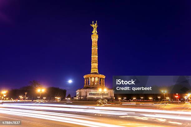 Siegessäule Bei Nacht Berlin Stockfoto und mehr Bilder von Nacht - Nacht, Abenddämmerung, Architektonische Säule