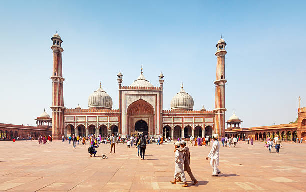 mesquita jama masjid em delhi, india velha - delhi india islam jama masjid imagens e fotografias de stock