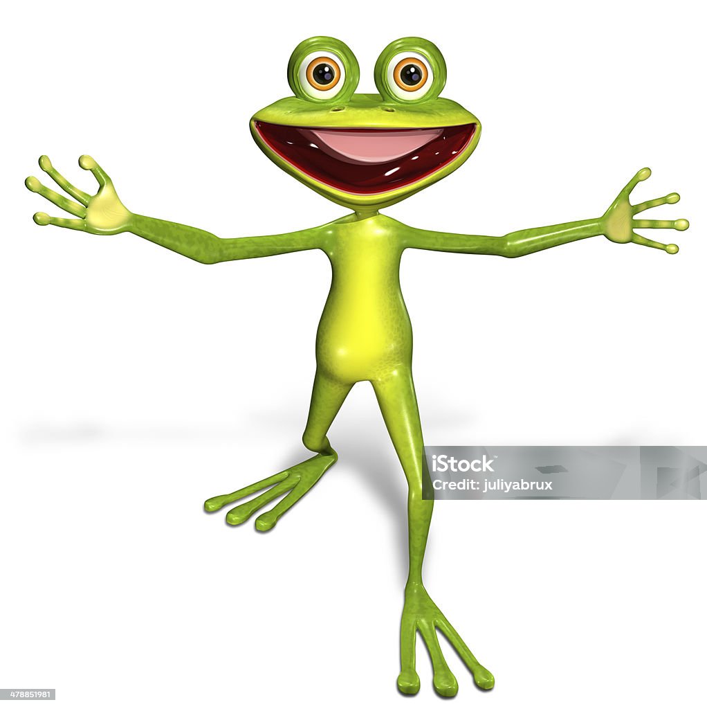 green frog 3d illustration merry green frog with big eyes Amphibian Stock Photo