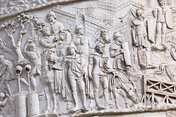 istock Antique roman soldiers from Trajan Column in Rome 478853479