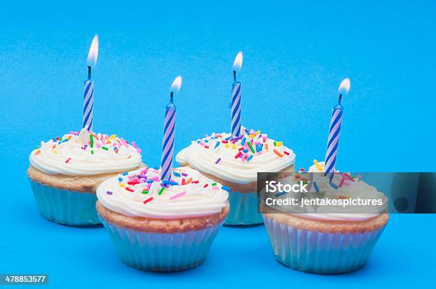 Four Candles Stock Photo - Download Image Now - Baked, Baking, Birthday