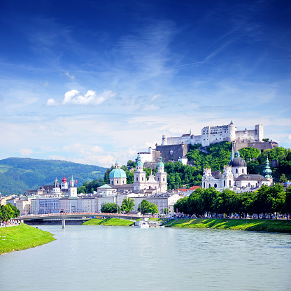 Panoramic view of Salzburg, Austria. Composite photo
