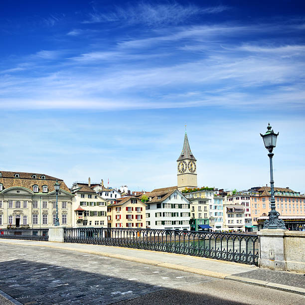 Munsterbrucke is a bridge (1838) over the Limmat in the municipality of Zurich, Switzerland. Composite photo