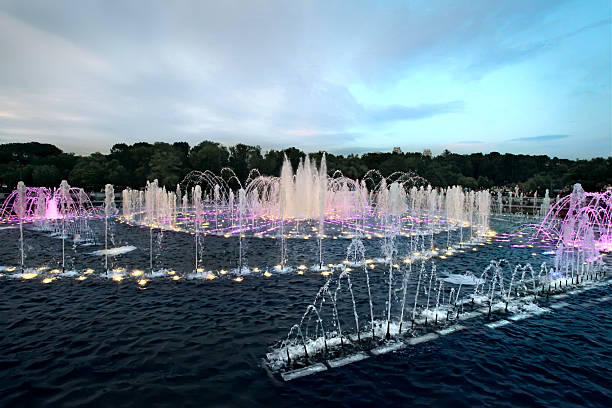 istock Fountain with colorful illuminations at twilight 478859922