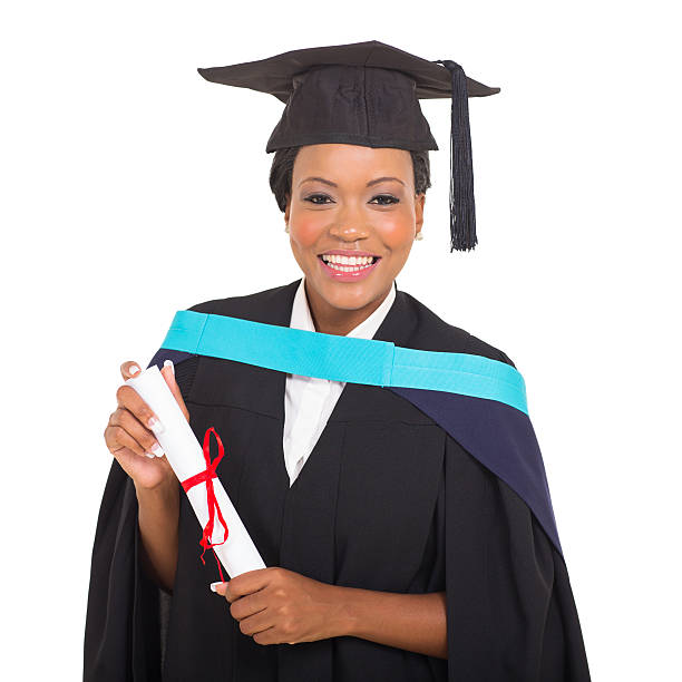 istock female african college graduate holding certificate 478868456