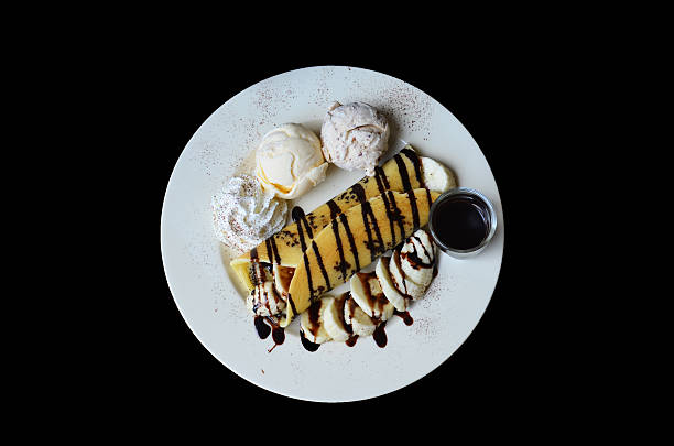 istock Banana waffle with ice cream and chocolate topping 478870890
