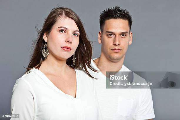 Diverse Young Happy Couple Together Dressed In White Stock Photo - Download Image Now