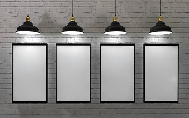 istock blank frame poster in room with ceiling lamp 478874190