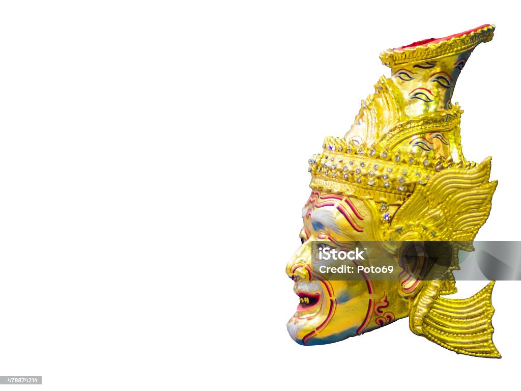 Khon Head Hermit Isolated on White Background. Khon Head Hermit or Actor's mask of kind of Thai drama 2015 Stock Photo