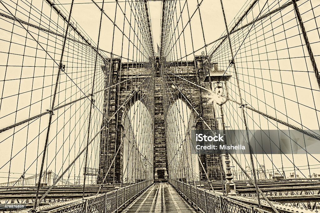 Ponte di Brooklyn a New York - Foto stock royalty-free di Acciaio