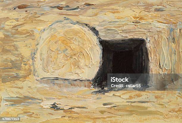 Obrządek Wielkanoc Puste Tomb Sztuka Malarstwo - Stockowe grafiki wektorowe i więcej obrazów Grób - miejsce pochówku - Grób - miejsce pochówku, Wielkanoc, Jezus Chrystus