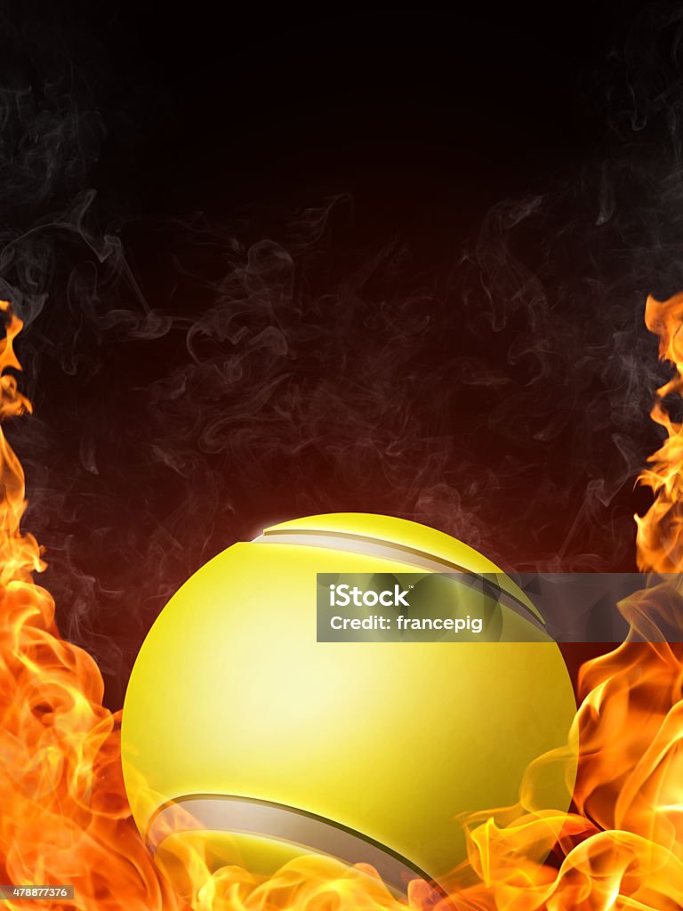 Tennis Ball Tennis Ball on Fire. 2D Graphics. Computer Design. 2015 Stock Photo