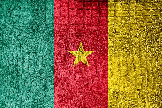 Photo of Cameroon Flag painted on luxury crocodile texture