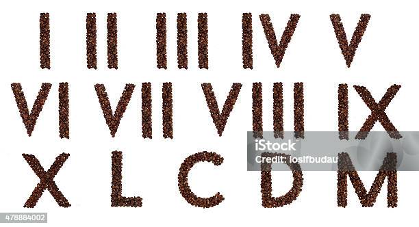 Roman Numerals Out Of Coffee Stock Photo - Download Image Now - Roman Numeral, Ancient, 2015