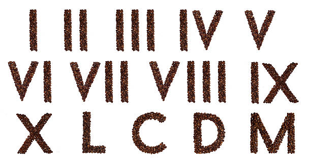 римские цифры из кофе - roman numeral стоковые фото и изображения