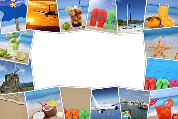 istock Frame with photos from summer vacation, beach, holiday and copyspace 478884318