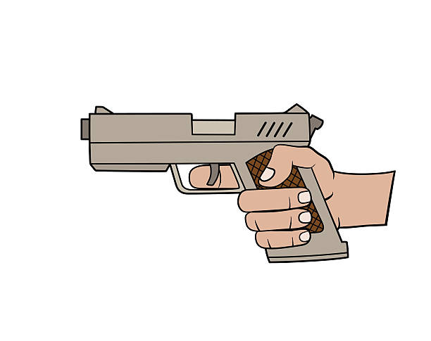ilustrações, clipart, desenhos animados e ícones de mão com arma - computer shooting handgun gun