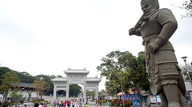 the square di ngong ping village hong kong - honor guard protection security guard tourist foto e immagini stock