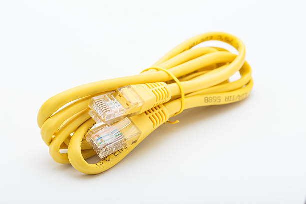 rj45 cabo de telecomunicações - electric plug cable connection block audio equipment - fotografias e filmes do acervo