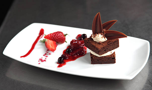 istock Plated choclate brownie desert 478895361