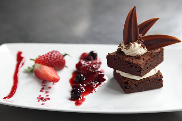Plated choclate brownie desert