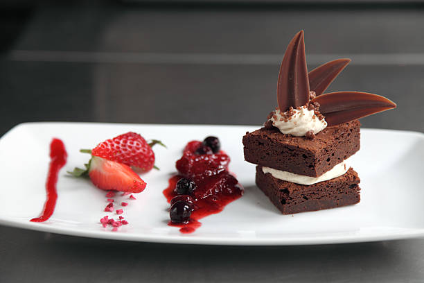 istock Plated choclate brownie desert 478895385